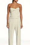 The Sei Cowl Bustier Strapless Top In Oyster In White