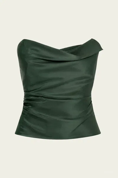 The Sei Cowl Bustier Top In Bottle In Green