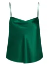 The Sei Cowl-neck Satin Top In Green