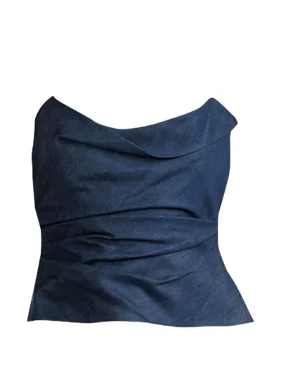 The Sei Cowl-neck Bustier Top In Blue