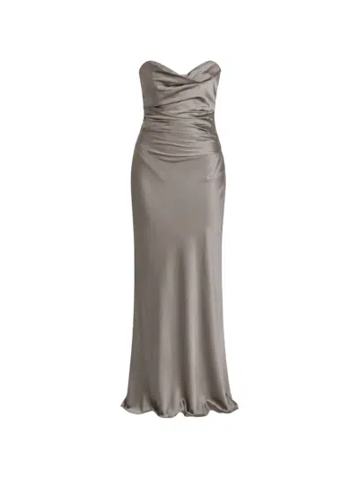 The Sei Cowl-neck Ruched Maxi Gown In Gray