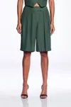 The Sei Crepe Double Pleat Shorts In Thyme In Beige