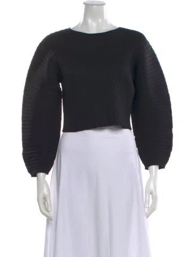Pre-owned The Sei Crew Neck Long Sleeve Crop Top In Black