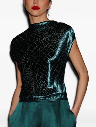 The Sei Crocodile-effect High-neck Top In Multi
