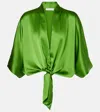 The Sei Tie-front Short-sleeve Blouse In Green