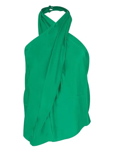 The Sei Cross-wrap Halter Top In Green