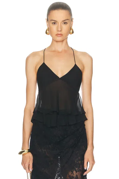 The Sei Cut Out Ruffle Cami In Black