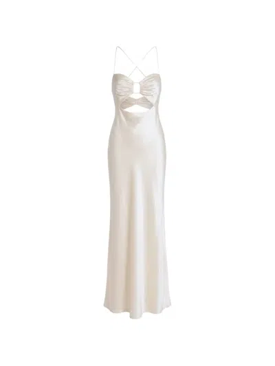 The Sei Cut-out Silk Maxi Gown In Neutral