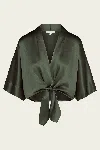 The Sei Dolman Tie Front Blouse In Army In Green