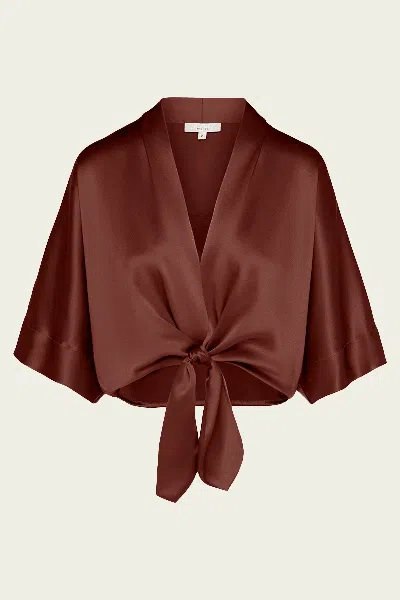 The Sei Dolman Tie Front Blouse In Henna