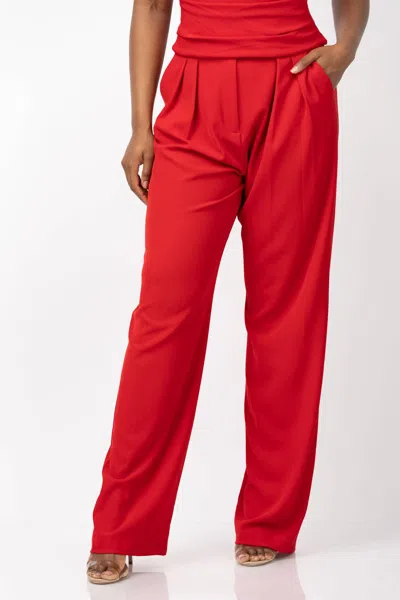 The Sei Double Pleat High-waist Trousers In Crimson In Red