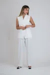 THE SEI DOUBLE PLEAT TROUSER IN IVORY CREPE