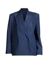 The Sei Double-breasted Denim Jacket In Blue