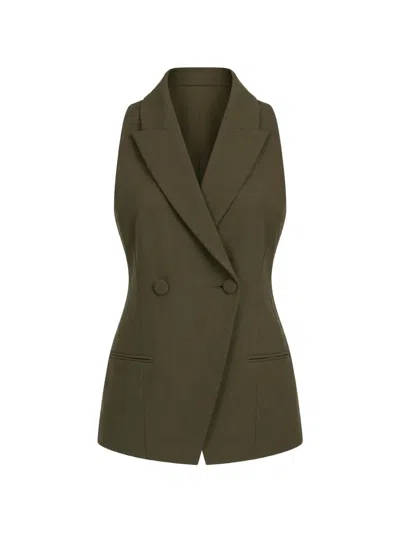 The Sei Double-breasted Halterneck Vest In Green