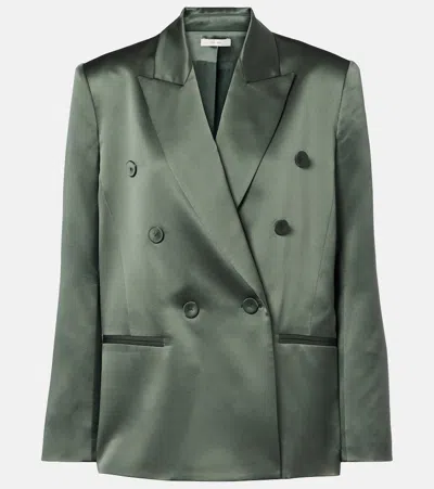 The Sei Double-breasted Silk Blazer In Green