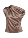 The Sei Draped Asymmetric Top In Brown
