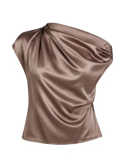 The Sei Draped Asymmetric Top In Brown