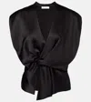 The Sei Draped Gathered Silk Charmeuse Top