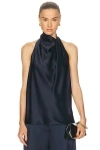 The Sei Draped Halter Top In Blue