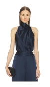 The Sei Draped Halter Top In Black
