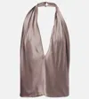 The Sei Draped Halterneck Silk Charmeuse Top