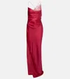 The Sei Draped Lace-trimmed Silk Satin Gown