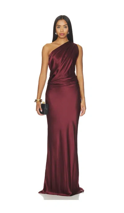 The Sei Draped One Shoulder Gown In Henna