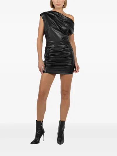 The Sei Draped One-shoulder Mini Dress In Black