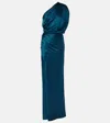 The Sei Draped One-shoulder Silk Satin Gown In Blue
