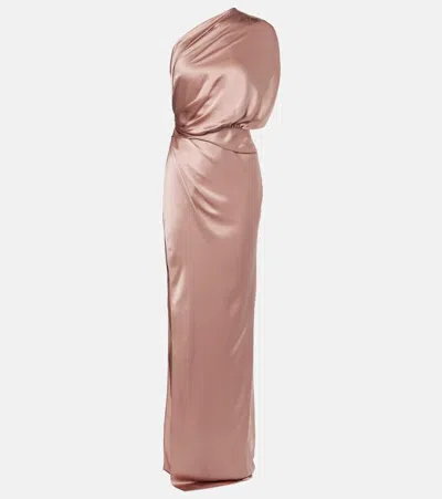 The Sei Draped One-shoulder Silk Satin Gown In Pink