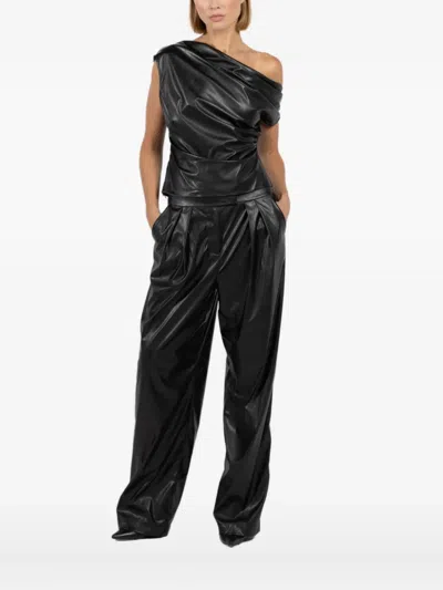 The Sei Draped One-shoulder Top In Black