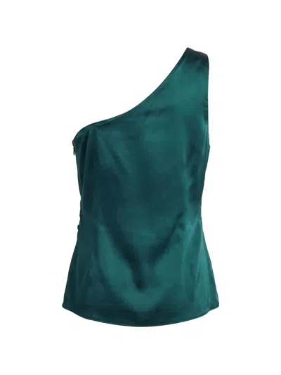 The Sei Draped One-shoulder Sleeveless Blouse In Green