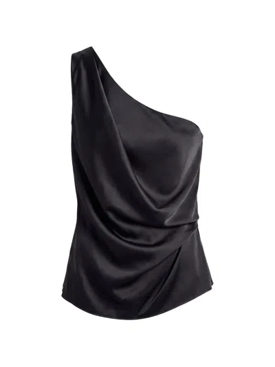 The Sei Draped One-shoulder Top In Black