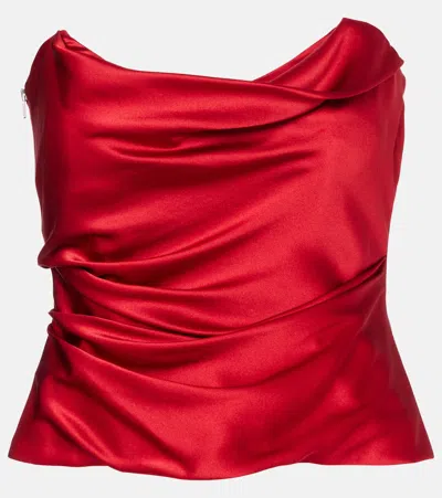 The Sei Draped Silk Charmeuse Bustier In Red