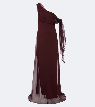 The Sei Draped Silk Chiffon One-shoulder Gown In Burgundy
