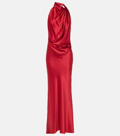 The Sei Draped Silk Gown In Red