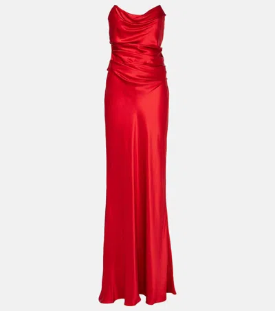THE SEI DRAPED SILK SATIN CORSET GOWN