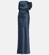 The Sei Draped Silk Satin Gown In Blue