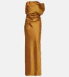 The Sei Draped Silk Satin Gown In Brown