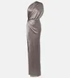The Sei Draped Silk Satin Gown In Gray
