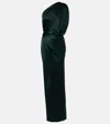 The Sei Draped Silk Satin Gown In Green