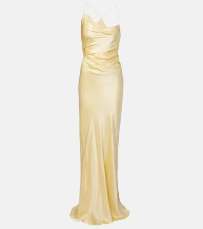 The Sei Draped Silk Satin Gown In White