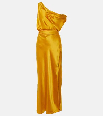 The Sei Draped Silk Satin Wrap Gown In Yellow