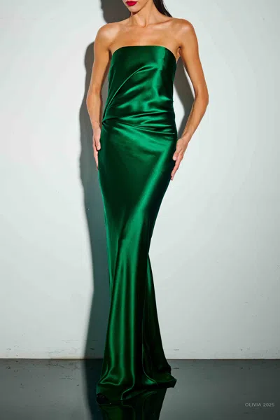 The Sei Draped Strapless Gown In Verdant