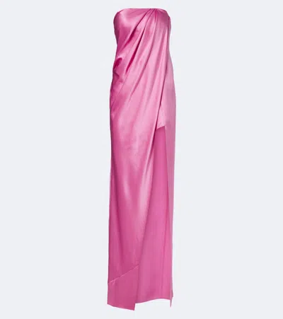 The Sei Draped Strapless Silk Satin Gown In Pink