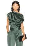 The Sei Draped Top In Green