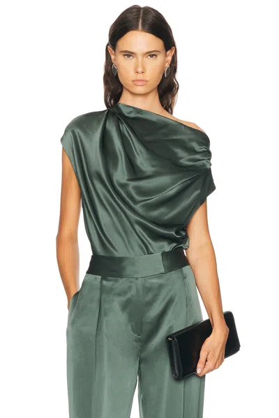 The Sei Draped Top In Green