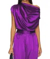 The Sei Draped Top In Eggplant In Purple