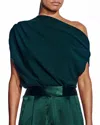 The Sei Draped Top In Hunter In Green
