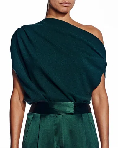 The Sei Draped Top In Hunter In Green